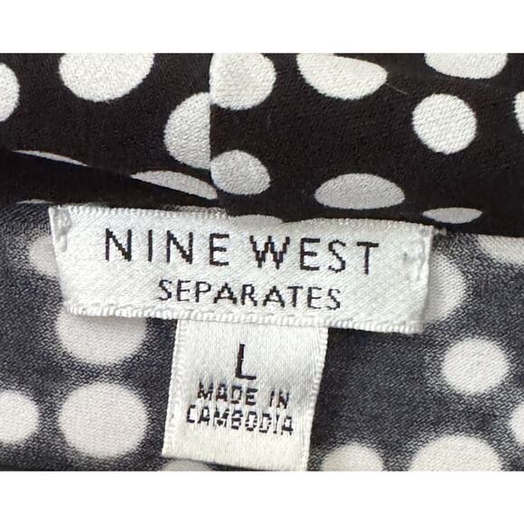 Nine West Separates Women’s Large Tie Back Top Black White Polka Dot Retro Chic - Picture 6 of 9
